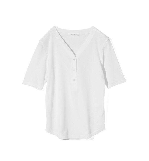 MIDIUMISOLID「MIDIUMISOLID for Ladies リブヘンリーネックプルオーバー」|Tシャツ・カットソー|オフホワイト