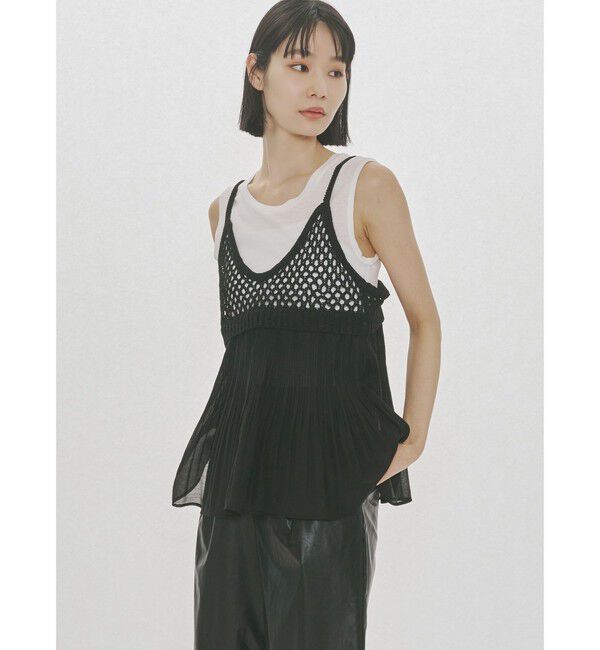 MIDIUMISOLID「MIDIUMISOLID for Ladies メッシュニットプリーツキャミソール」|ベスト・ジレ|