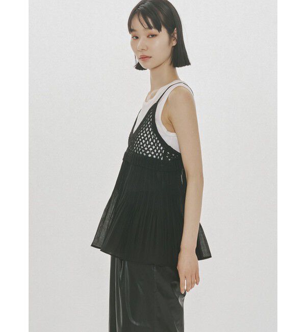 MIDIUMISOLID「MIDIUMISOLID for Ladies メッシュニットプリーツキャミソール」|ベスト・ジレ|