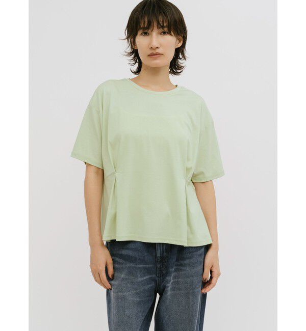 MIDIUMISOLID「MIDIUMISOLID for Ladies ウエストタックスムースカットソー」|Tシャツ・カットソー|グリーン