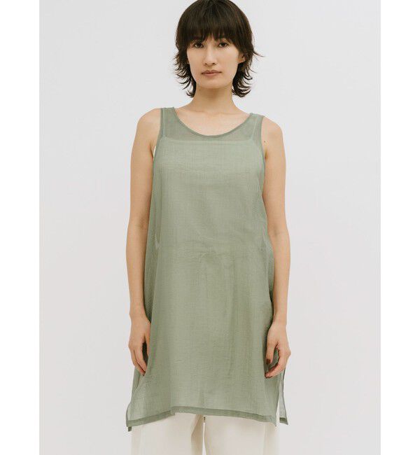 MIDIUMISOLID「MIDIUMISOLID for Ladies レイヤードシアーワンピース」|ワンピース|オリーブ
