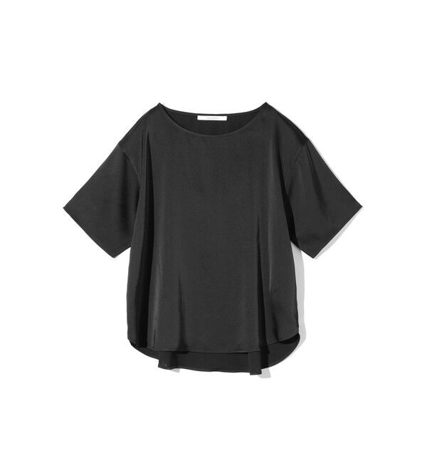 MIDIUMISOLID「MIDIUMISOLID for Ladies Tシャツライクサテンブラウス」|Tシャツ・カットソー|ブラック