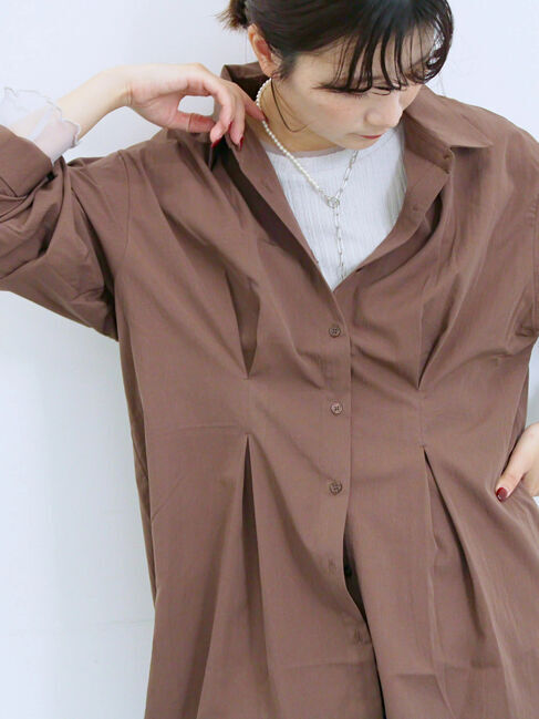 Samansa Mos2 blue「◎マットサテンタックシャツ」|シャツ・ブラウス|