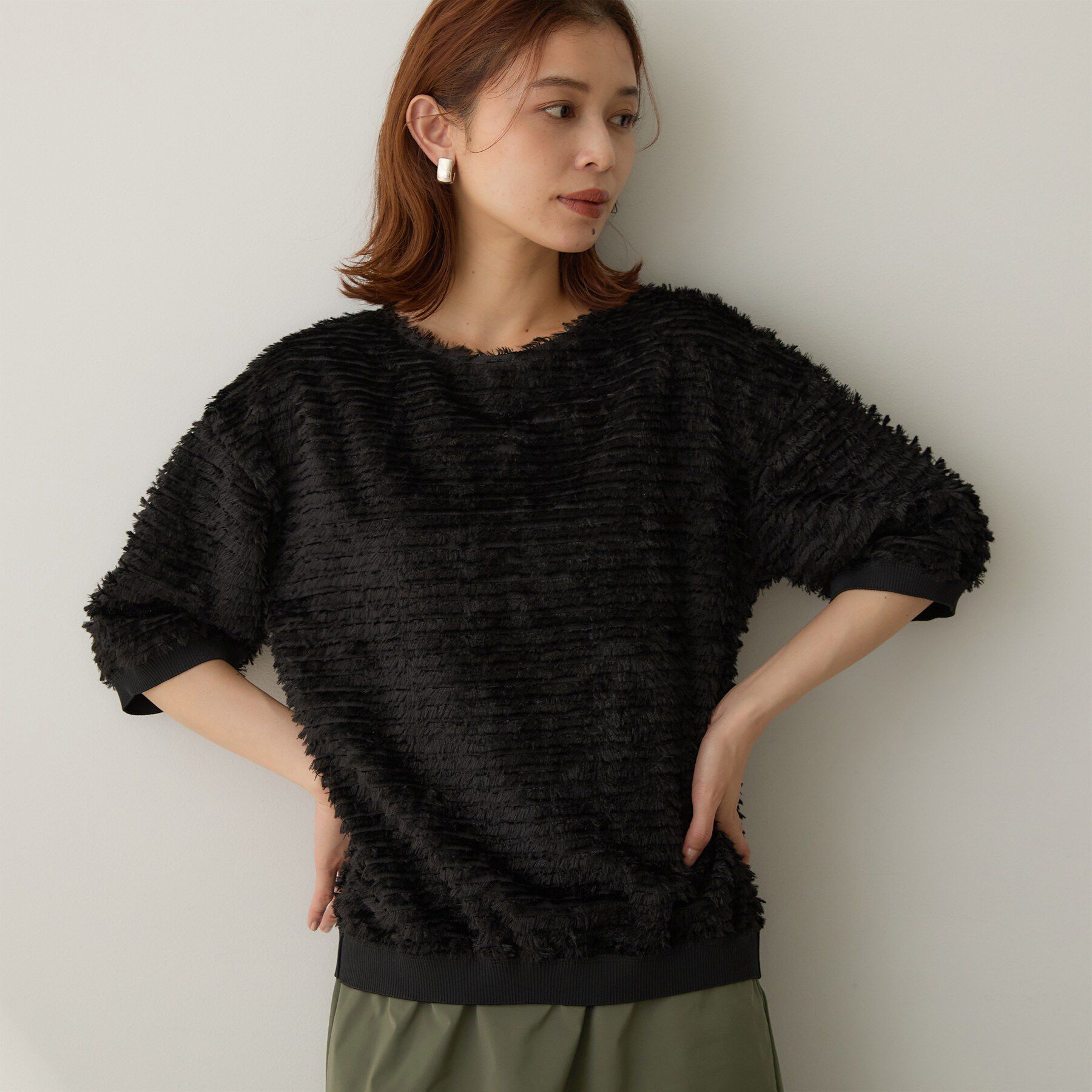 UNTITLED「【秋映え/体型カバー】フェザージャガードプルオーバー」|Tシャツ・カットソー|