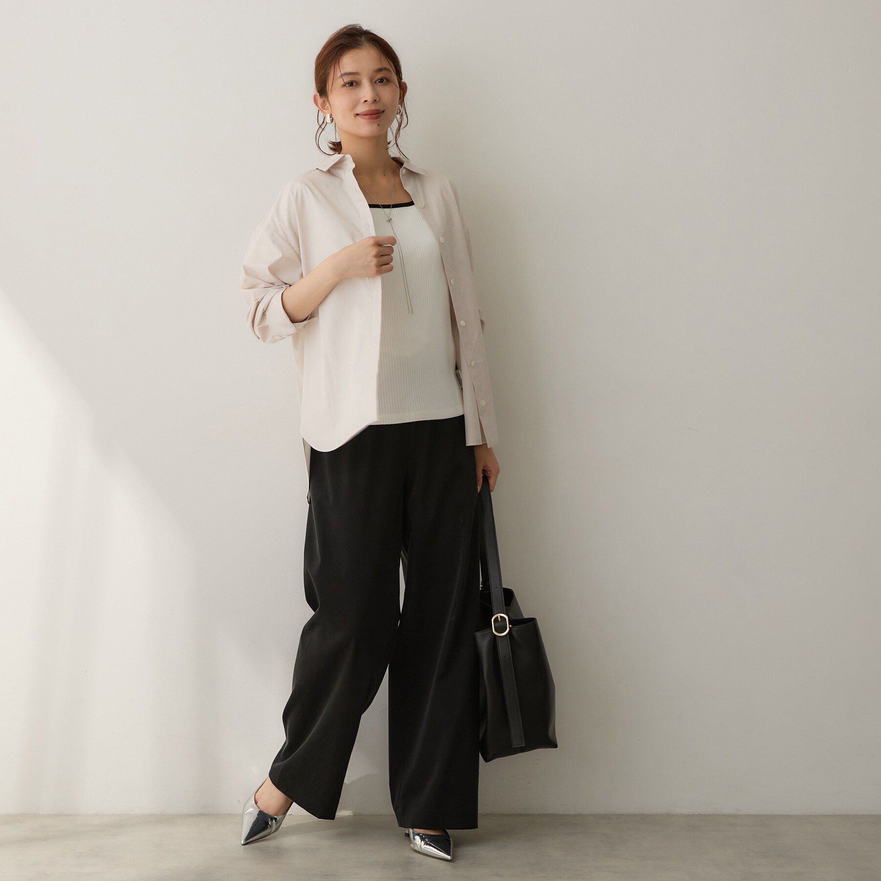 UNTITLED「【ウエストゴム】シャイニーキュプラワイドパンツ」|その他|