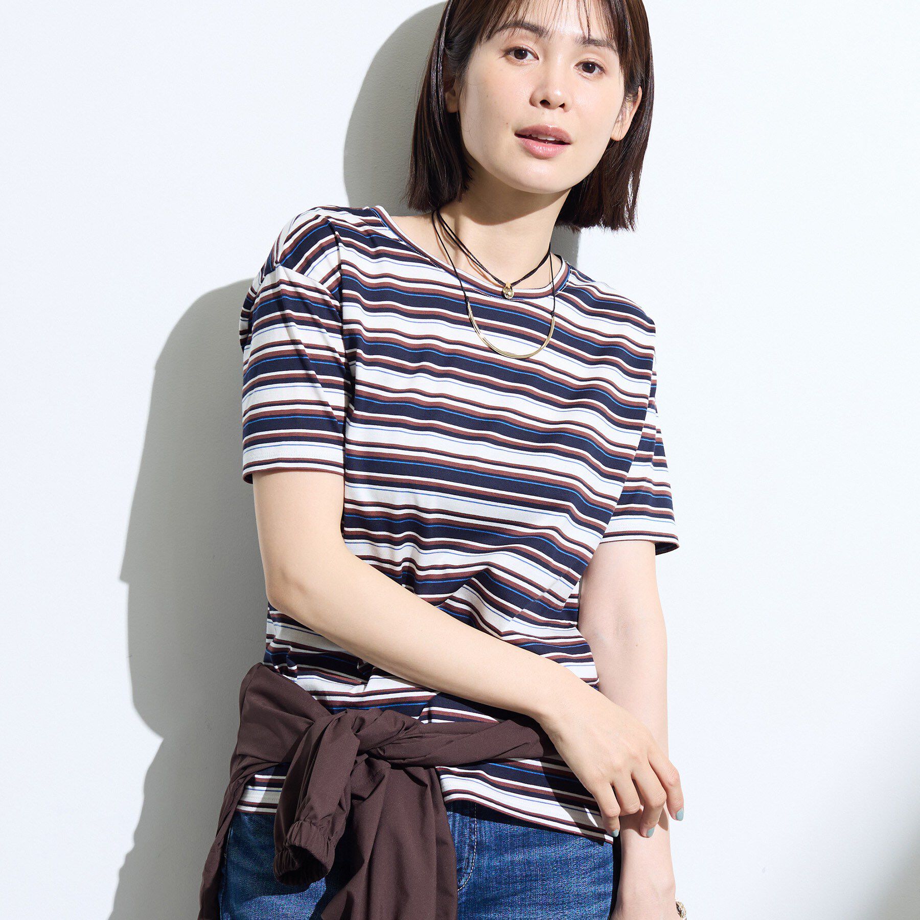 INDIVI「【ゆったり／着映え】ボーダーリラクシーTシャツ」|Tシャツ・カットソー|