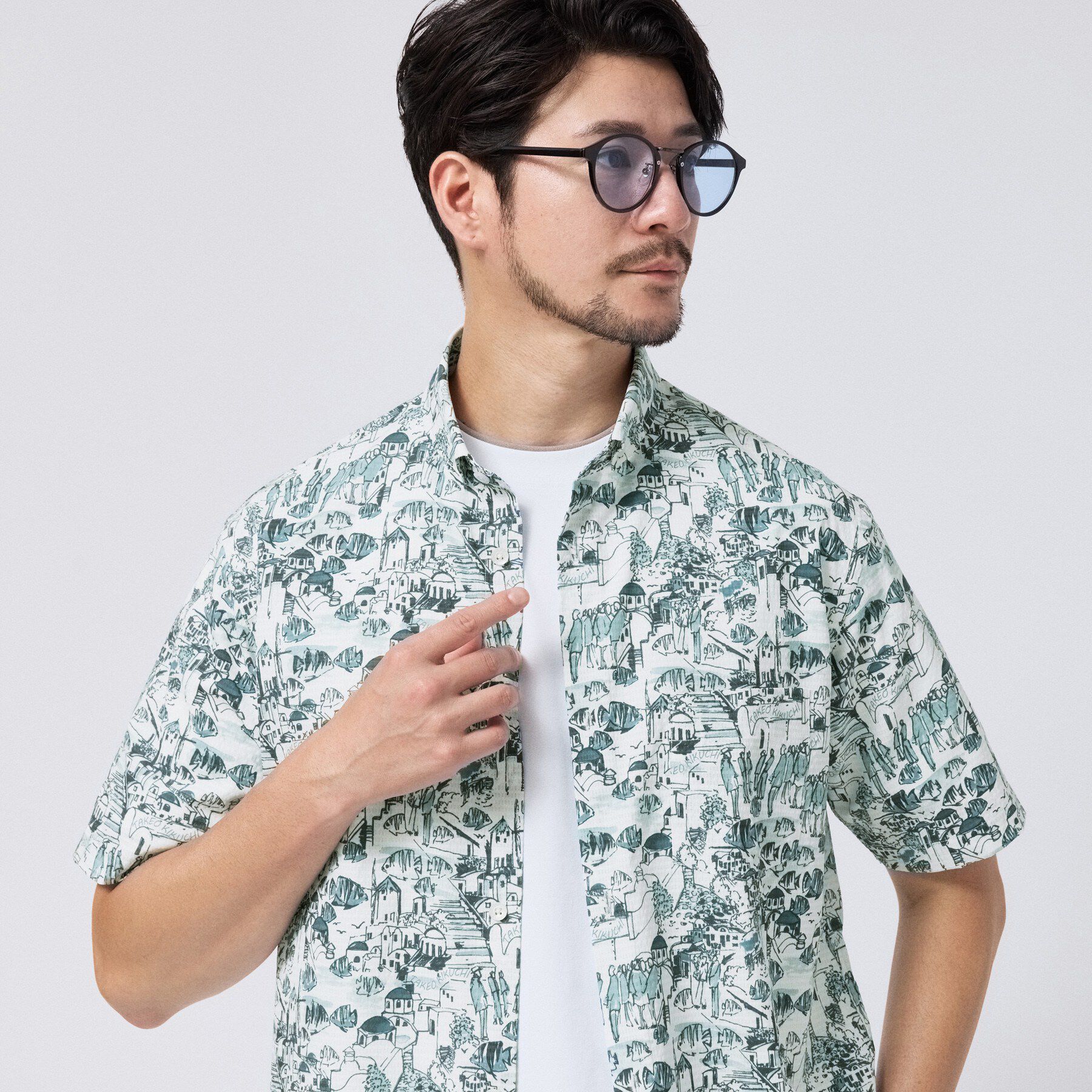 TAKEO KIKUCHI「【日本製】DotAir（R）リゾートプリント半袖シャツ」|シャツ・ブラウス|