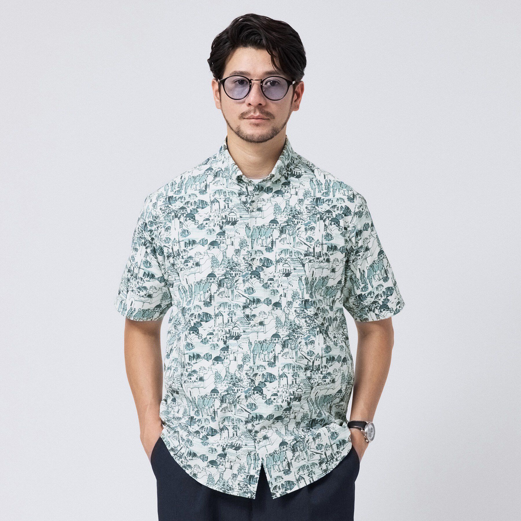 TAKEO KIKUCHI「【日本製】DotAir（R）リゾートプリント半袖シャツ」|シャツ・ブラウス|
