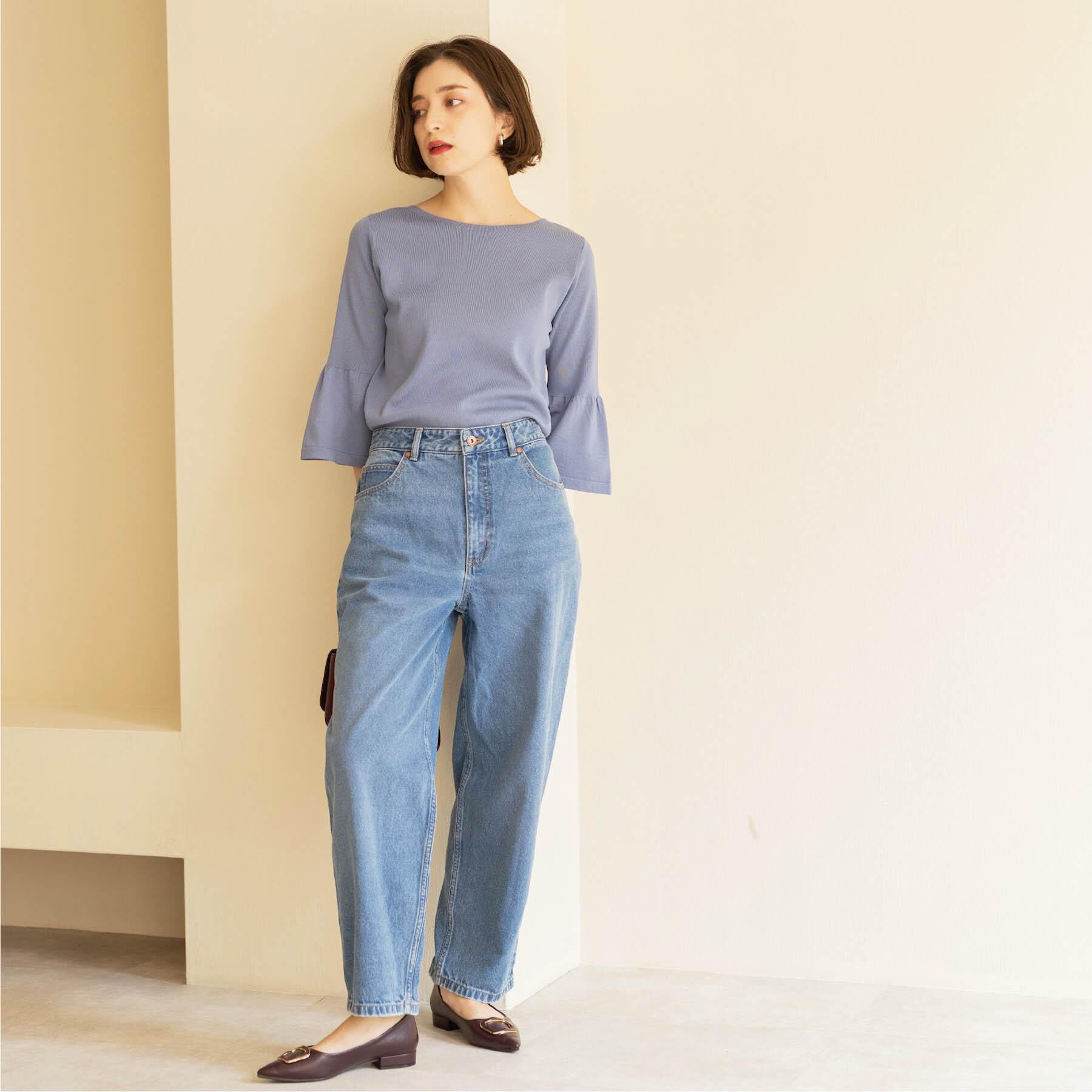 OPAQUE.CLIP「【UVケア／遮熱性】フレアスリーブニット／袖口レースアソート《洗濯機OK》」|ニット・セーター|