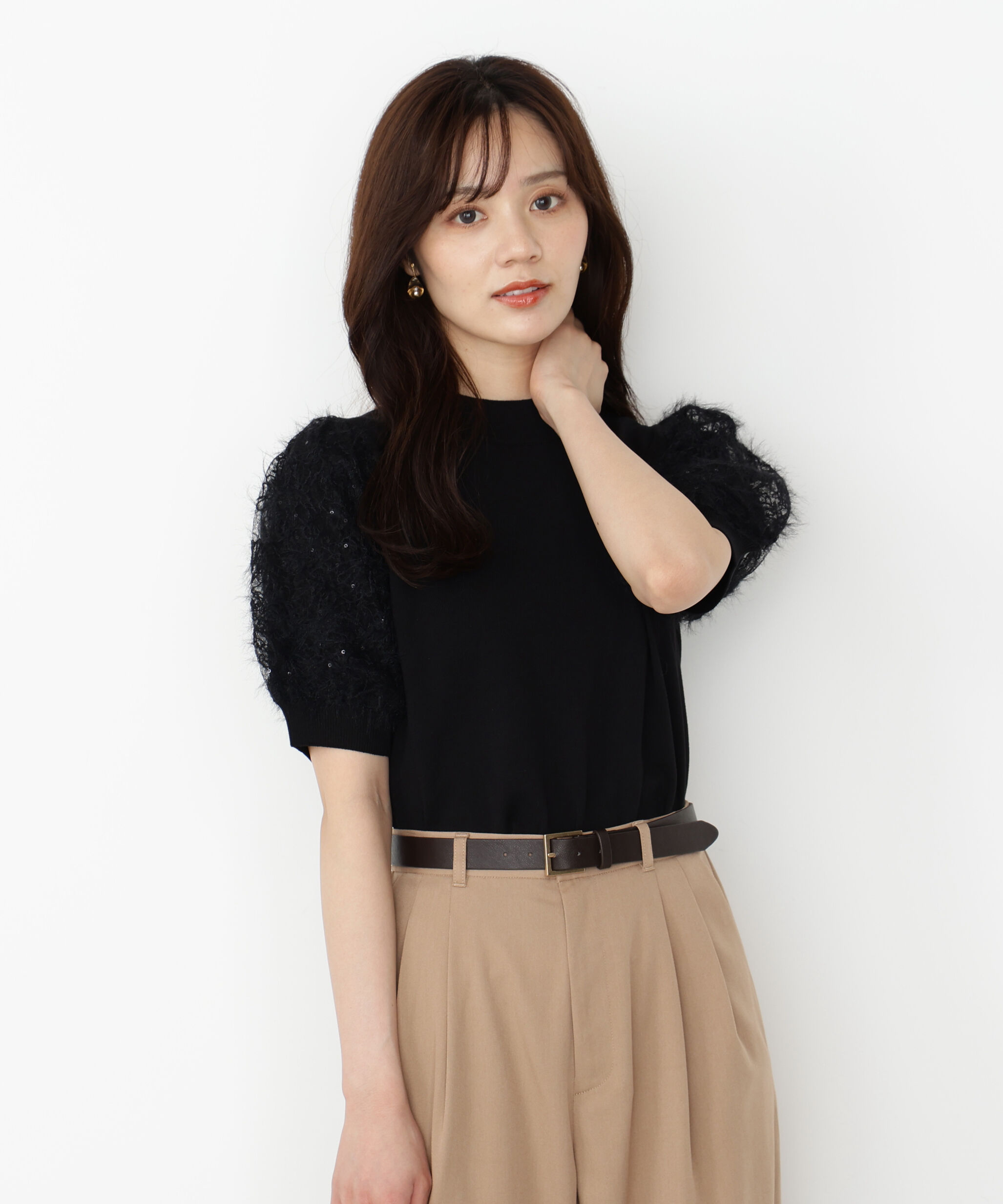 PROPORTION BODY DRESSING「レースドッキングスリーブニット 25AW」|ニット・セーター|