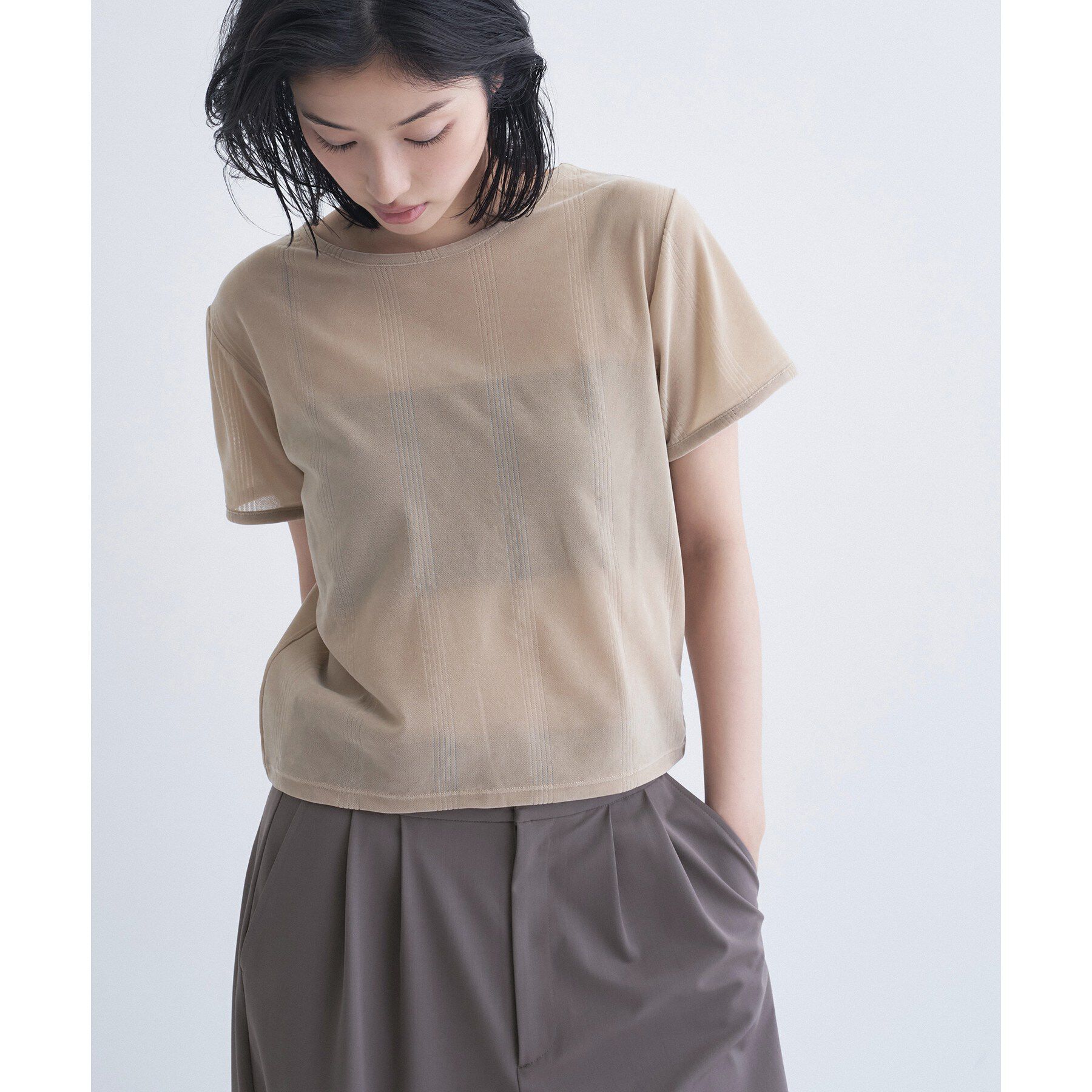 CODE A「Robert P． Miller｜Flocky SS tee」|Tシャツ・カットソー|ベージュ(052)