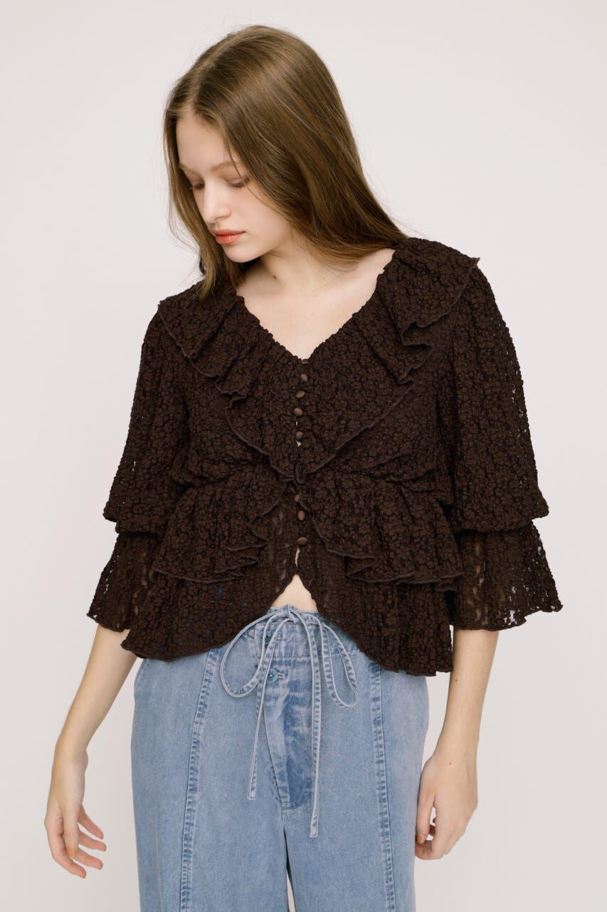 SLY「CUT LACE RUFFLE ブラウス」|シャツ・ブラウス|BRN