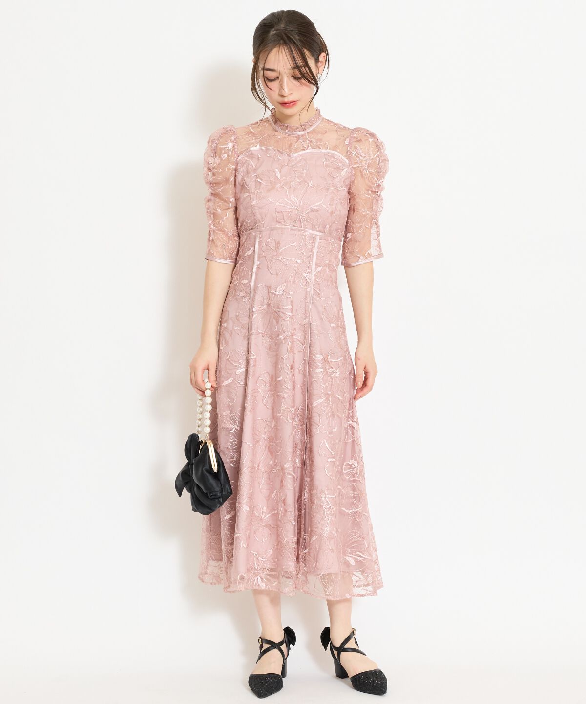 WILLSELECTION「パイピングライン刺繍ワンピース」|ドレス|