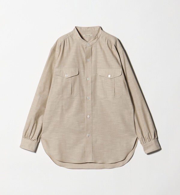 UNITED ARROWS「＜Camoshita＞シャンブレー バンドカラー シャツ」|シャツ・ブラウス|BEIGE