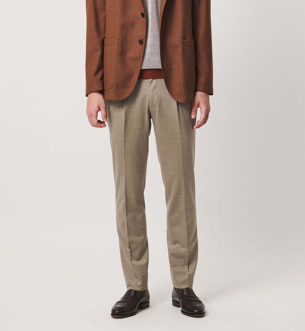 UNITED ARROWS「ジャージー スリムテーパード サイドシャーリング 1プリーツ スラックス」|スラックス|