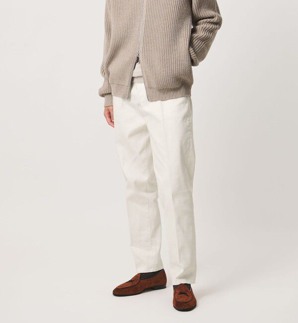 UNITED ARROWS「ドリル 5ポケット ベーシック ノープリーツ パンツ」|チノ|OFF WHITE