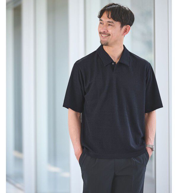 UNITED ARROWS green label relaxing「【WEB限定】JUST fit ピケ パイル 半袖 ポロシャツ -吸水速乾・UVカット-」|ポロシャツ|NAVY
