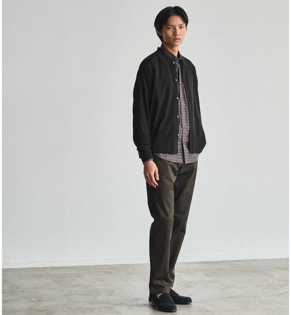 UNITED ARROWS green label relaxing「クレープヤーン 長袖 ニット ポロカーディガン -ハンドウォッシャブル-」|カーディガン|