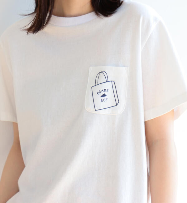 BEAMSBOY「BEAMS BOY / ショップバッグロゴ ポケット ショートスリーブ Tシャツ」|Tシャツ・カットソー|
