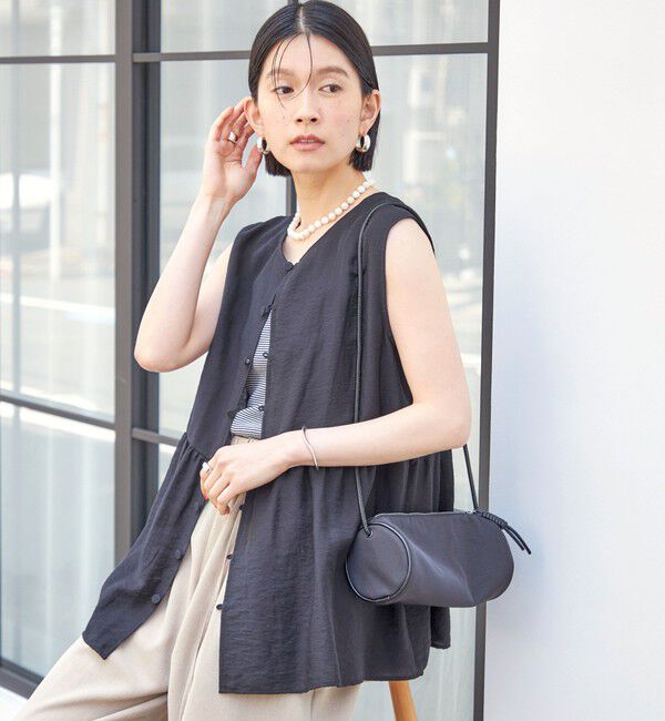 SHIPS for women「〈手洗い可能〉シルク混 シアー 2WAY ノースリーブ ブラウス」|シャツ・ブラウス|ネイビー
