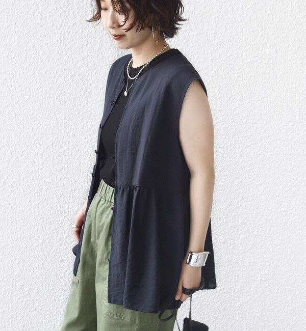 SHIPS for women「〈手洗い可能〉シルク混 シアー 2WAY ノースリーブ ブラウス」|シャツ・ブラウス|