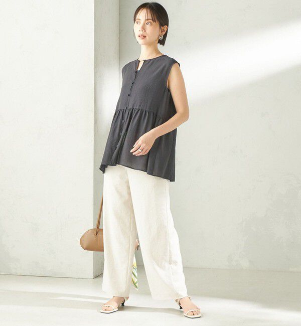 SHIPS for women「〈手洗い可能〉シルク混 シアー 2WAY ノースリーブ ブラウス」|シャツ・ブラウス|