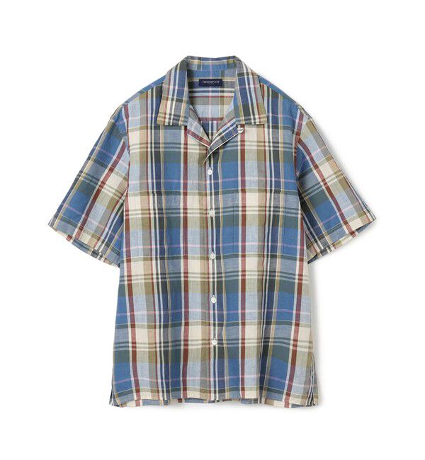 TOMORROWLAND MENS「コットンリネン ダブルポケット半袖オープンカラーシャツ ALBIATE」|シャツ・ブラウス|68 ブルー系