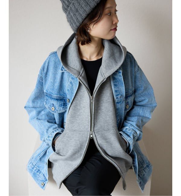SLOBE IENA「《店舗・WEB限定カラー有り/シルバージップ/追加》ボリュームジップアップフーディー」|パーカー|