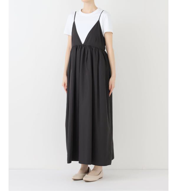 SLOBE IENA「《WEB限定/追加予約》タフタギャザーキャミワンピース」|ワンピース|