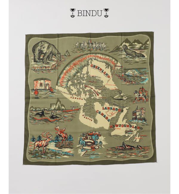 JOURNAL STANDARD relume「BINDU / ビンドゥー 100 &times; 100 スカーフ」|バンダナ・スカーフ|グリーン C
