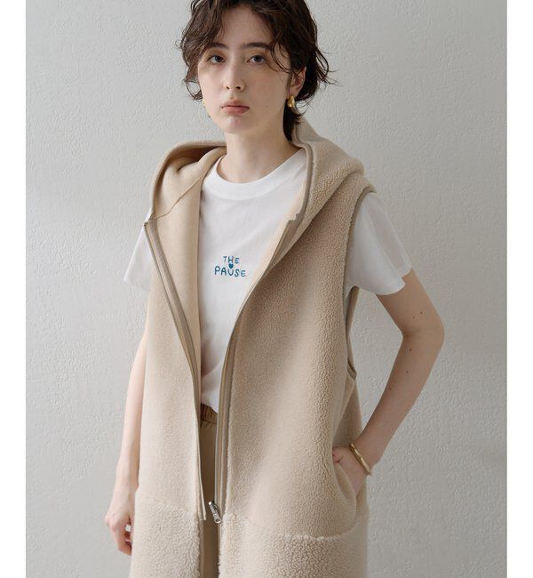 THE PAUSE「＜WEB限定カラーあり＞【THE PAUSE】ボアフードロングジレ」|ベスト・ジレ|