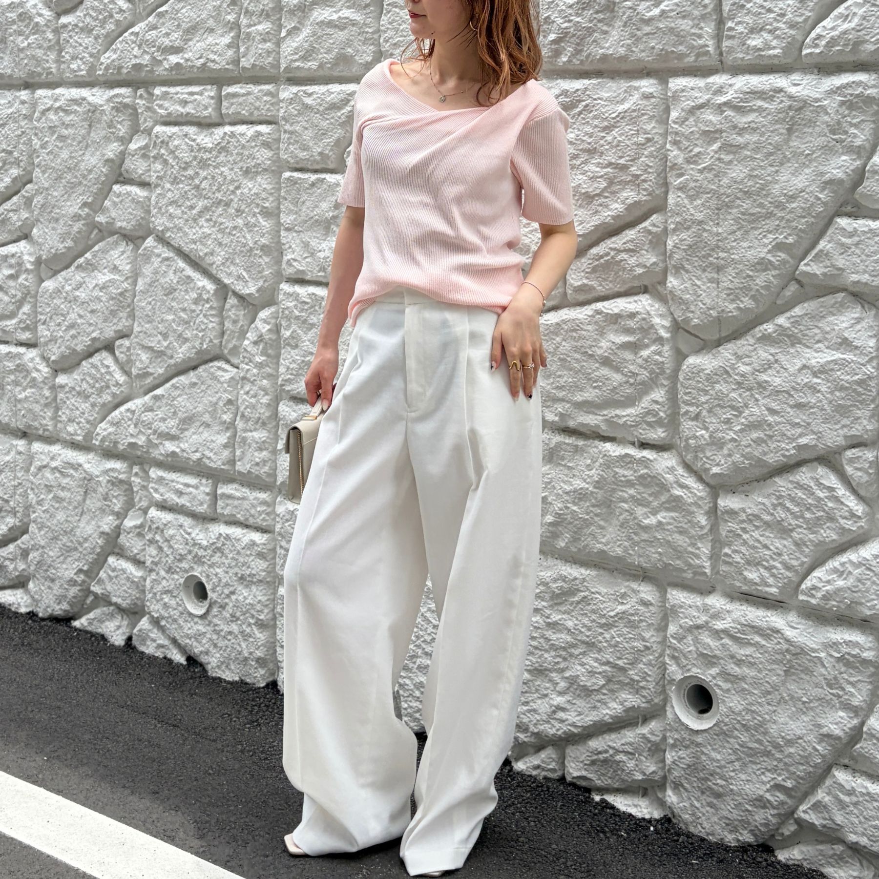 Rouge vif「【一部店舗 / WEB限定】ハーフスリーブドレープリブニット」|ニット・セーター|
