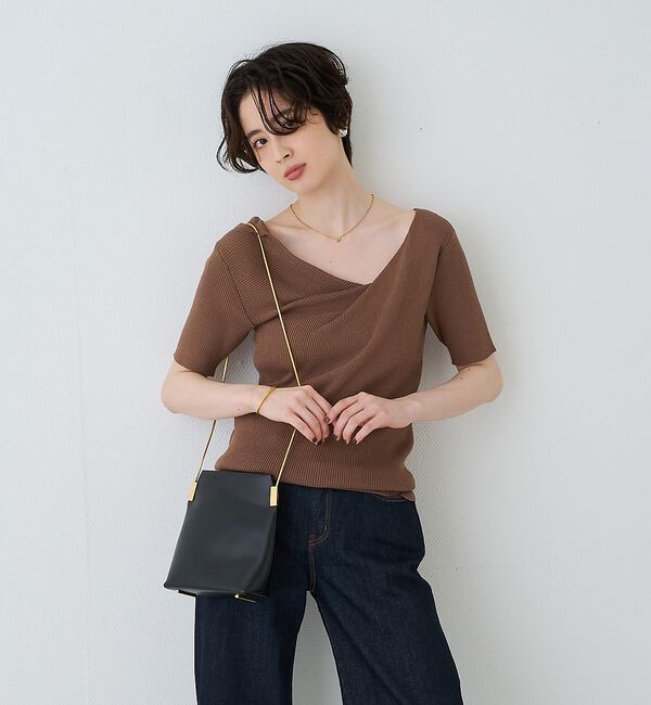 Rouge vif「【一部店舗 / WEB限定】ハーフスリーブドレープリブニット」|ニット・セーター|