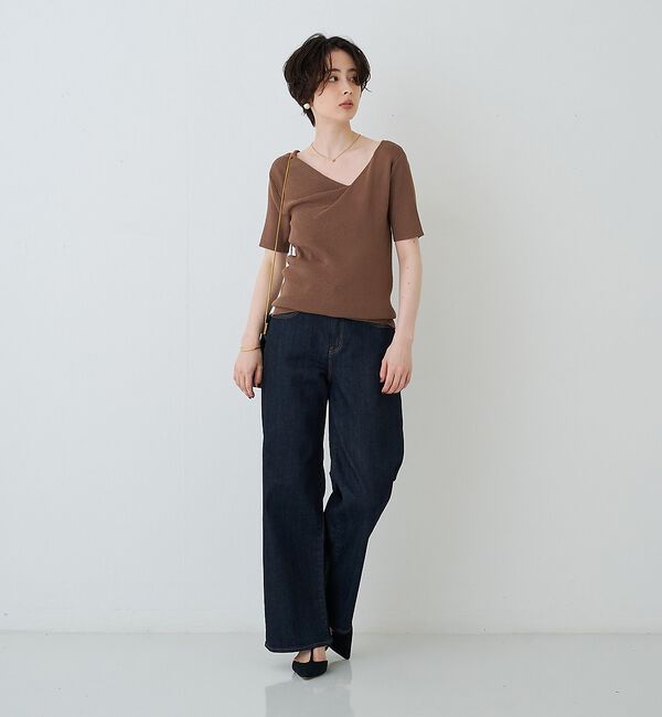 Rouge vif「【一部店舗 / WEB限定】ハーフスリーブドレープリブニット」|ニット・セーター|