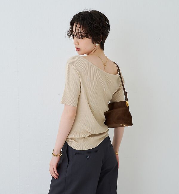 Rouge vif「【一部店舗 / WEB限定】ハーフスリーブドレープリブニット」|ニット・セーター|