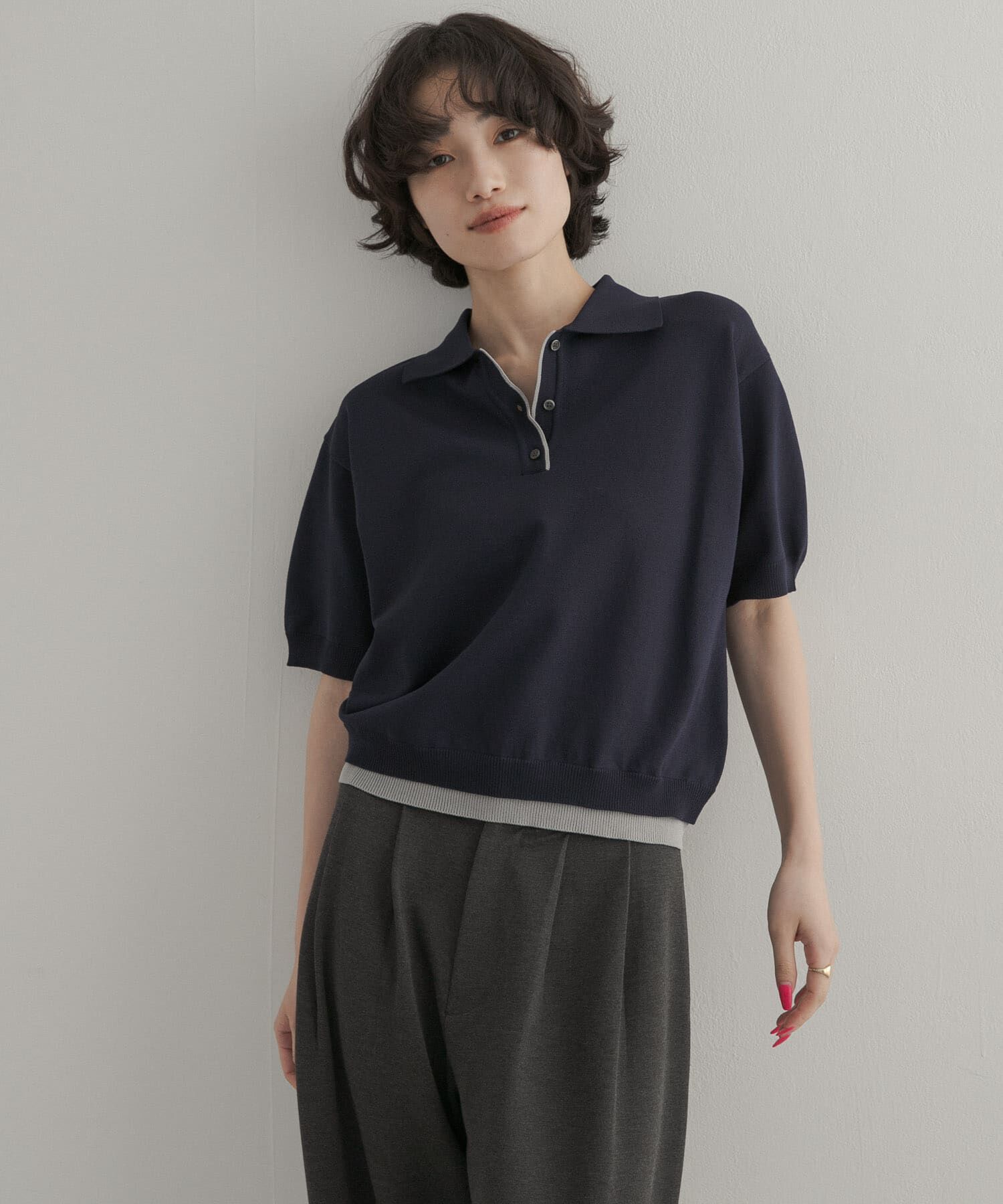 URBAN RESEARCH DOORS「『一部WEB限定カラー』配色ニットポロシャツ」|ポロシャツ|