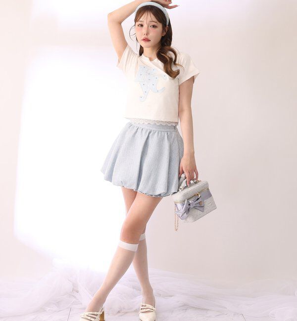  「ビジュー付きロゴアソートサスティナブルTシャツ」|プルオーバー|