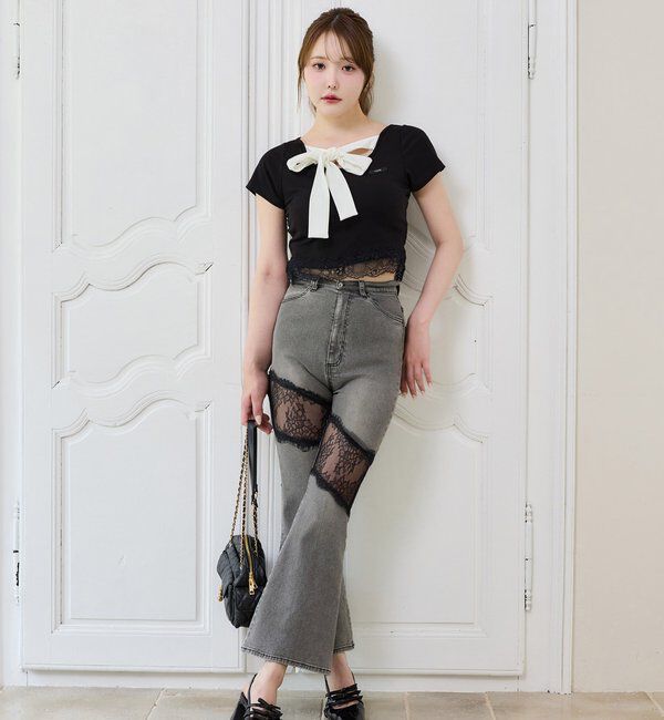  「【Lace Collection】裾レースリボンTee」|プルオーバー|