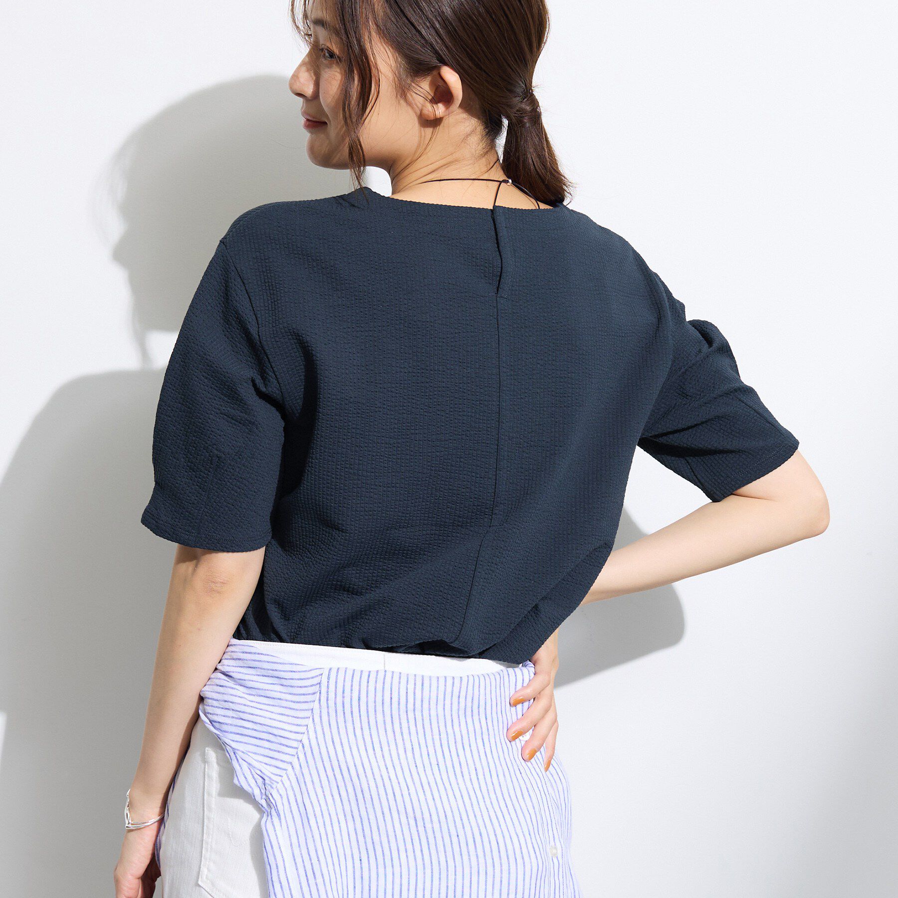 INDIVI「【洗える／凹凸素材】デザインTシャツ」|Tシャツ・カットソー|