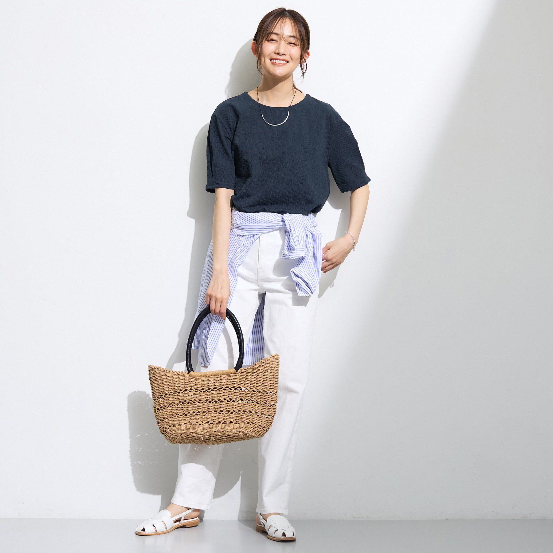 INDIVI「【洗える／凹凸素材】デザインTシャツ」|Tシャツ・カットソー|