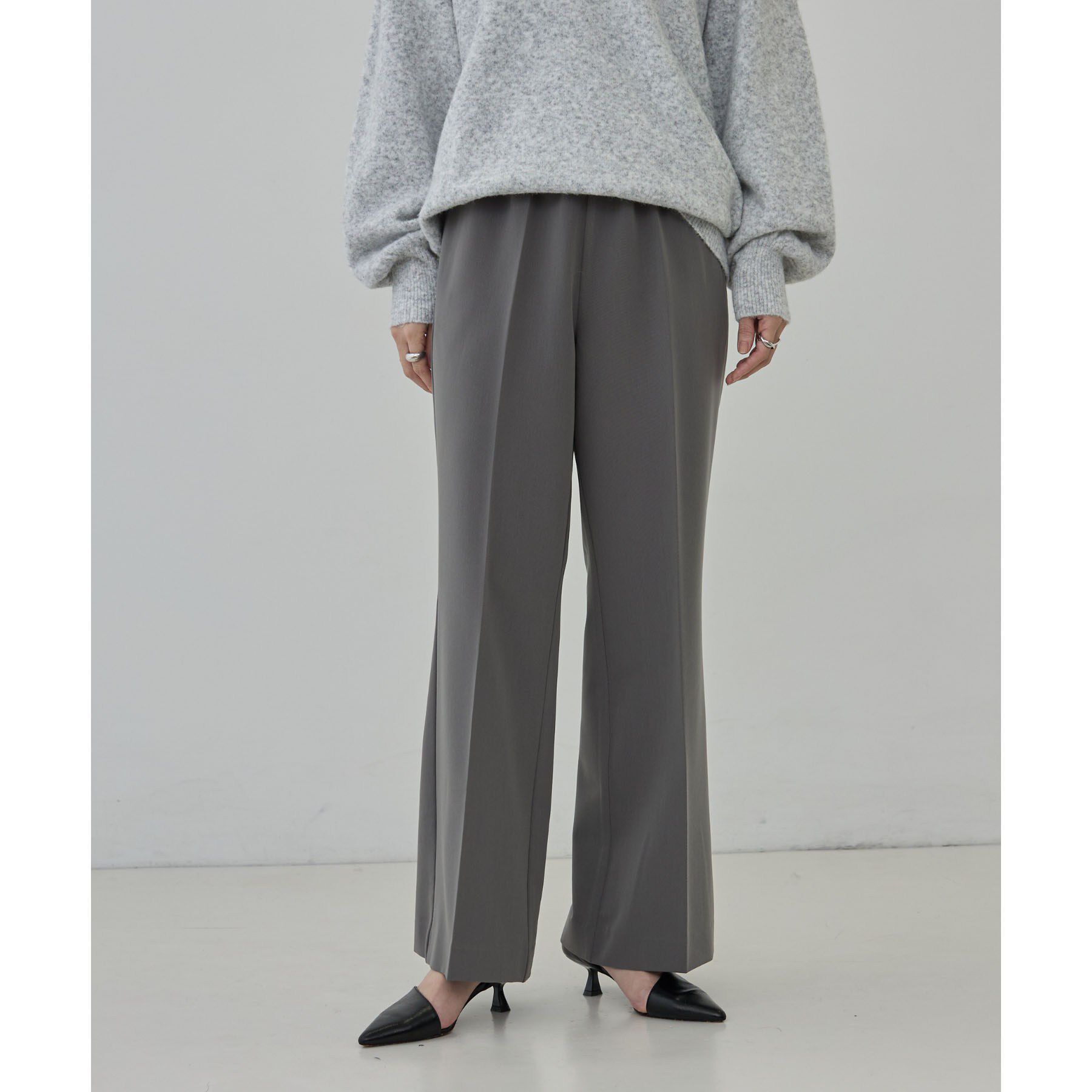 GALLEST「Comfy Set Up｜イージーストレートフレアパンツ【セットアップ対応／通勤／カセット服】」|その他|チャコールグレー(0