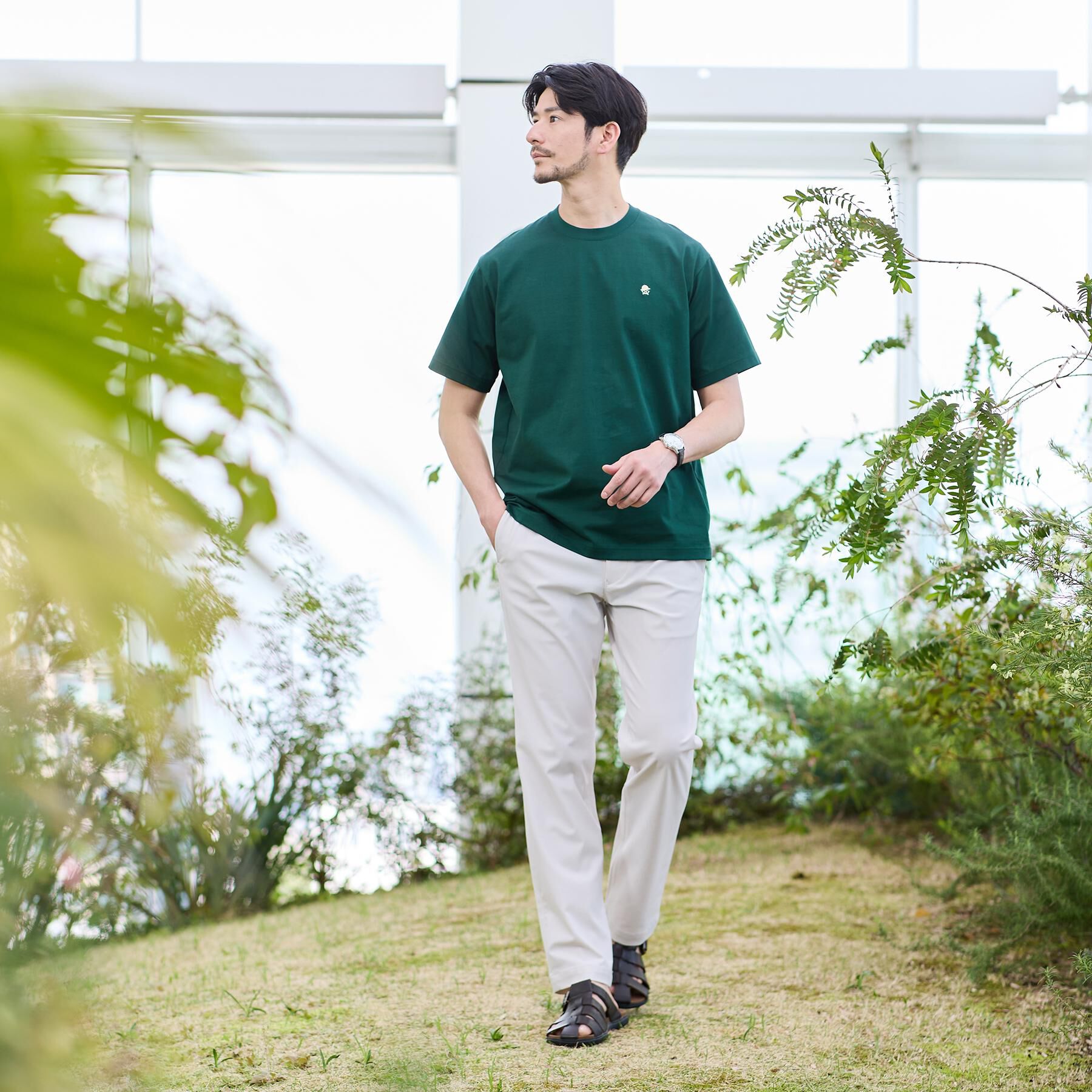 TAKEO KIKUCHI「【日本製】ワンポイント刺繍 半袖Tシャツ」|Tシャツ・カットソー|