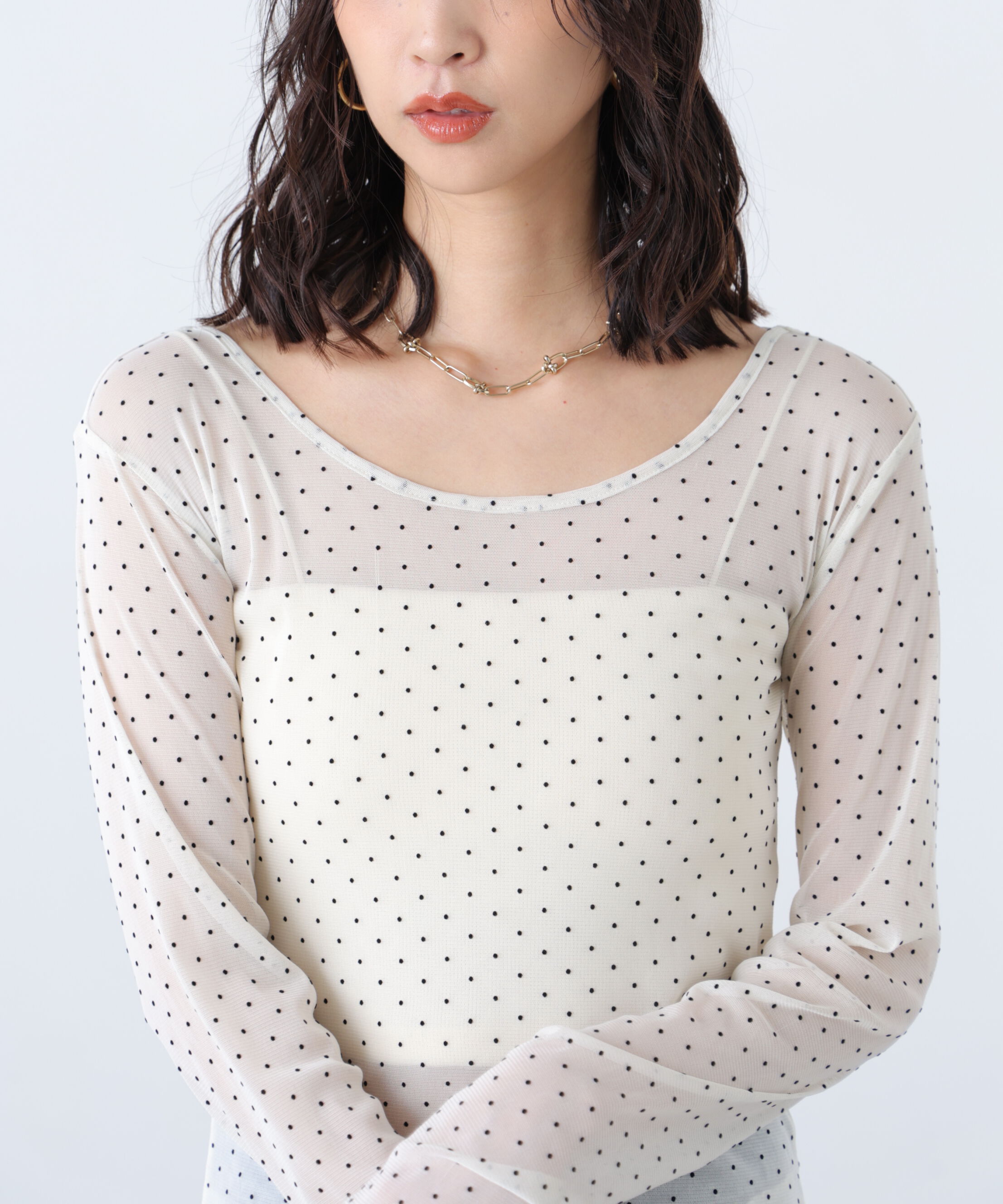  「フロッキードットチュールシアーカットソー」|Tシャツ・カットソー|