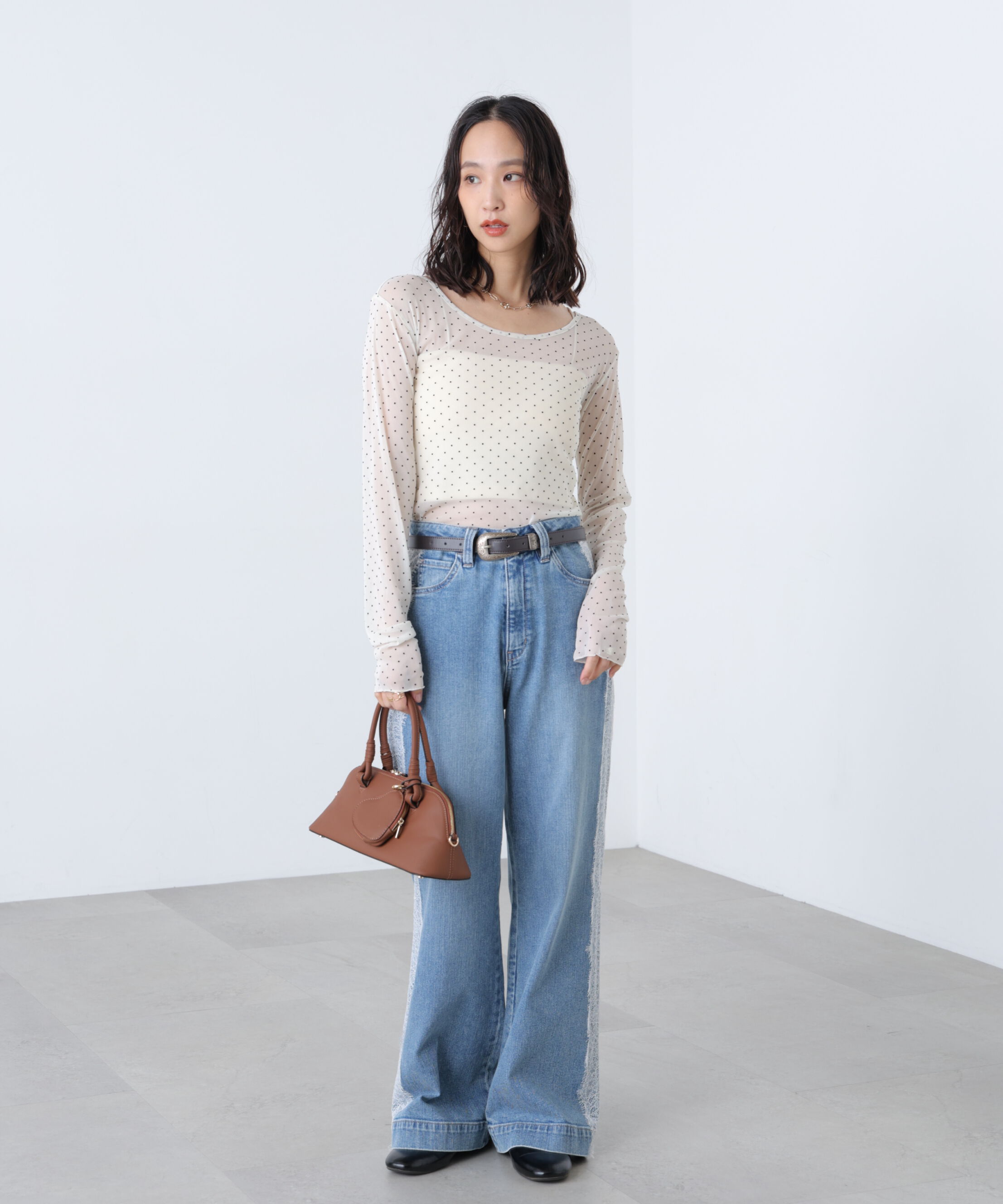  「フロッキードットチュールシアーカットソー」|Tシャツ・カットソー|