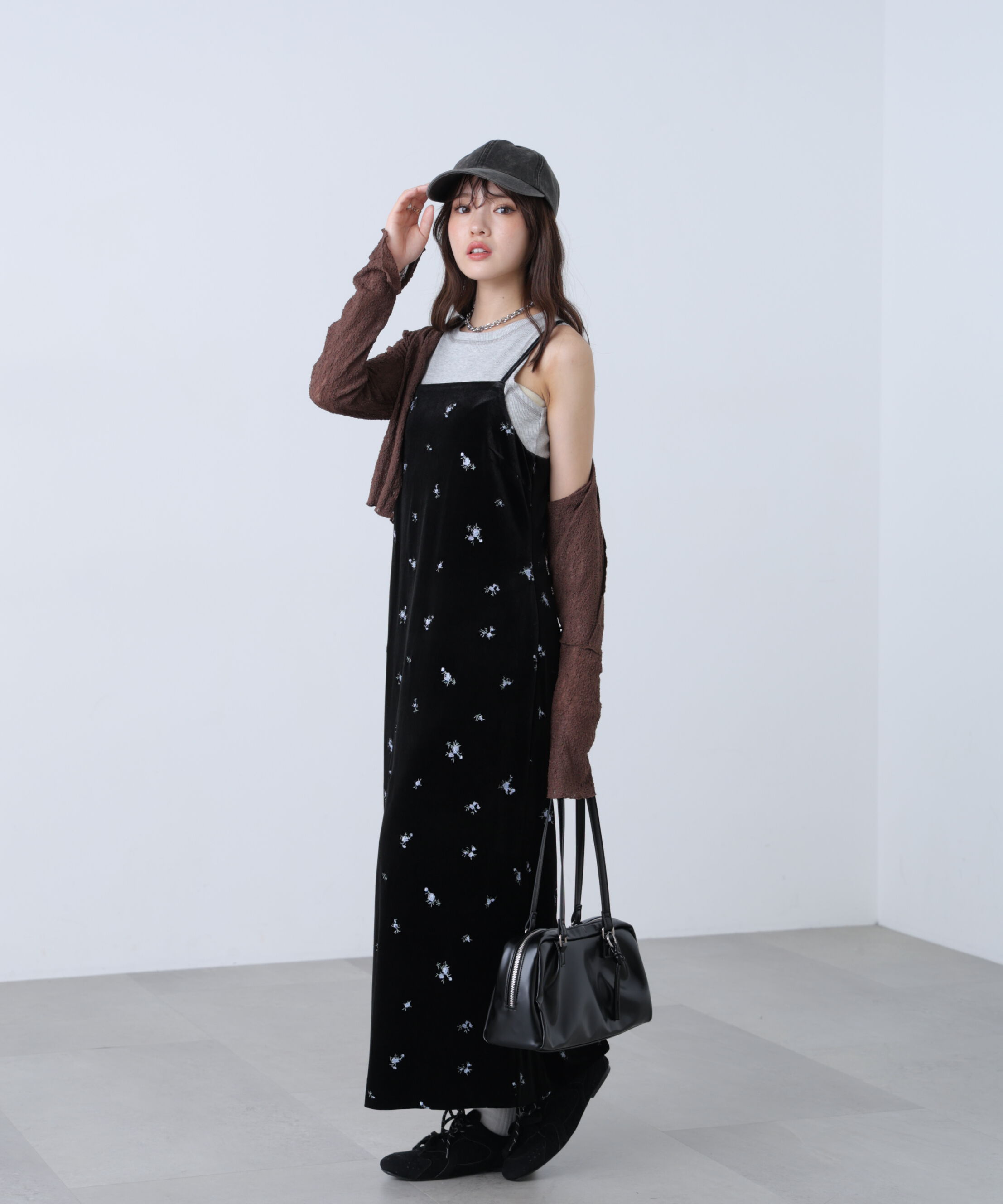  「2ストラップベロアキャミワンピース」|ワンピース|