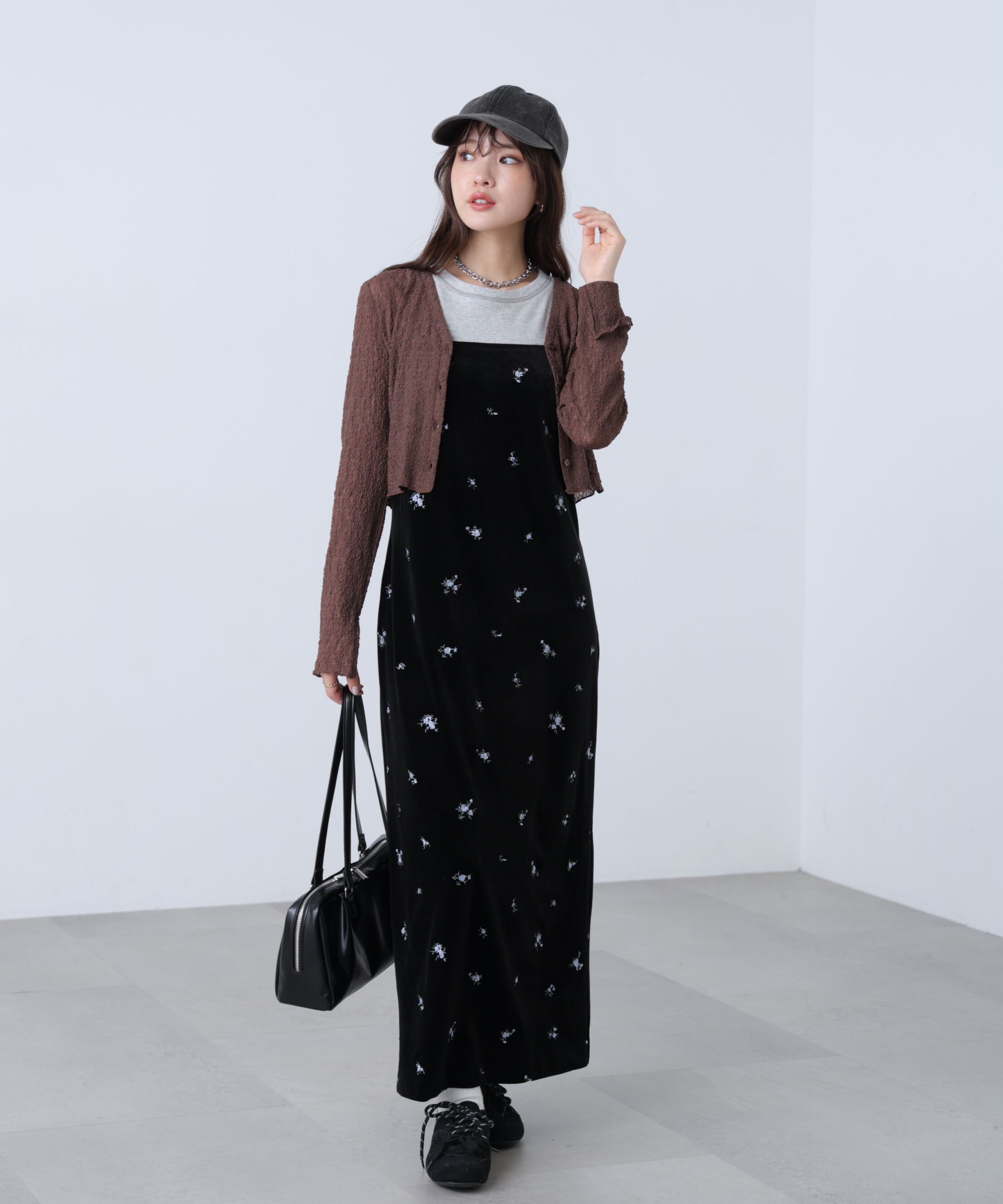  「2ストラップベロアキャミワンピース」|ワンピース|