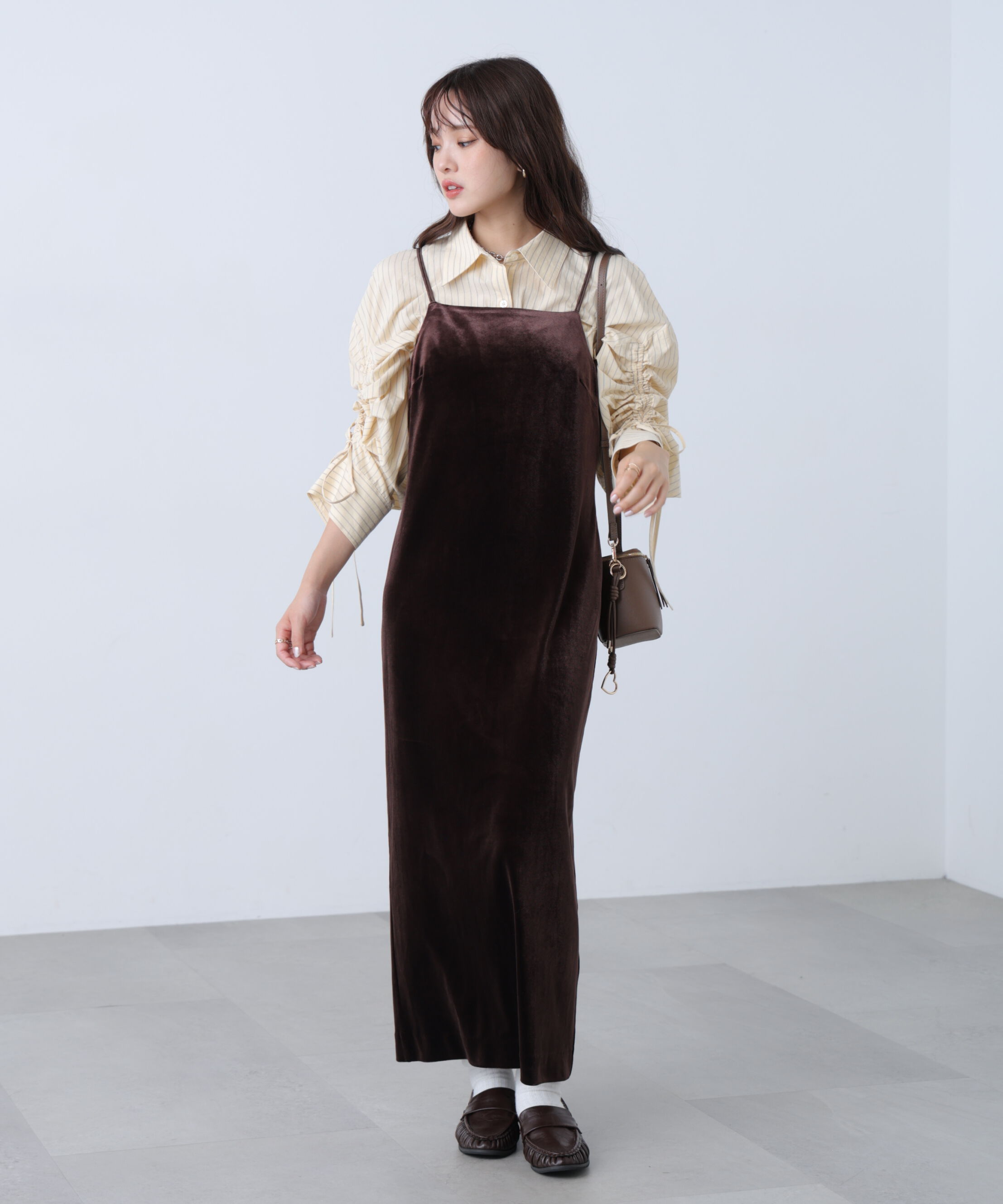  「2ストラップベロアキャミワンピース」|ワンピース|