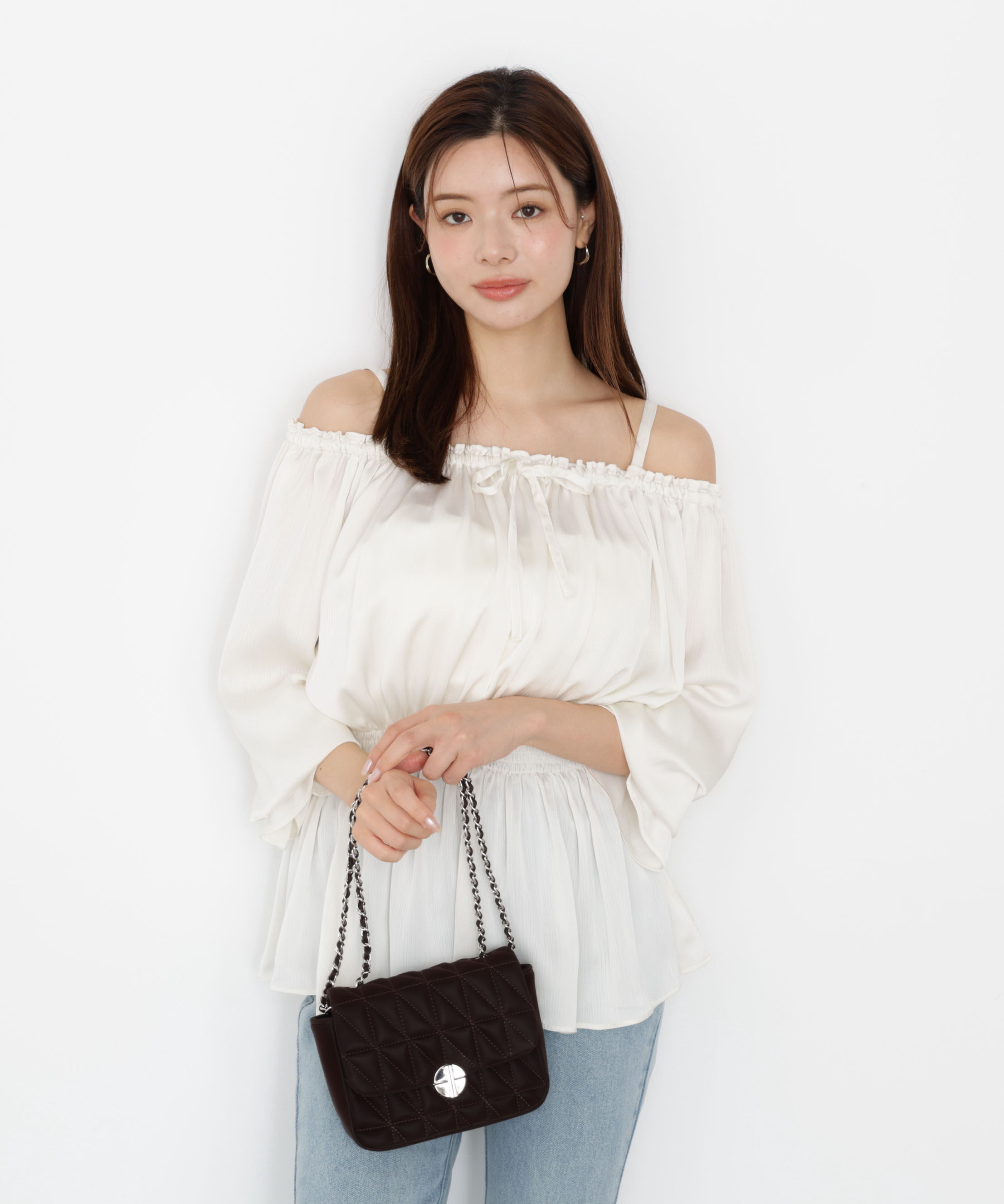 PROPORTION BODY DRESSING「《EDIT COLOGNE》＜ウォッシャブル＞リボン付きオフショルブラウス 25AW」|シャツ・ブラウス|