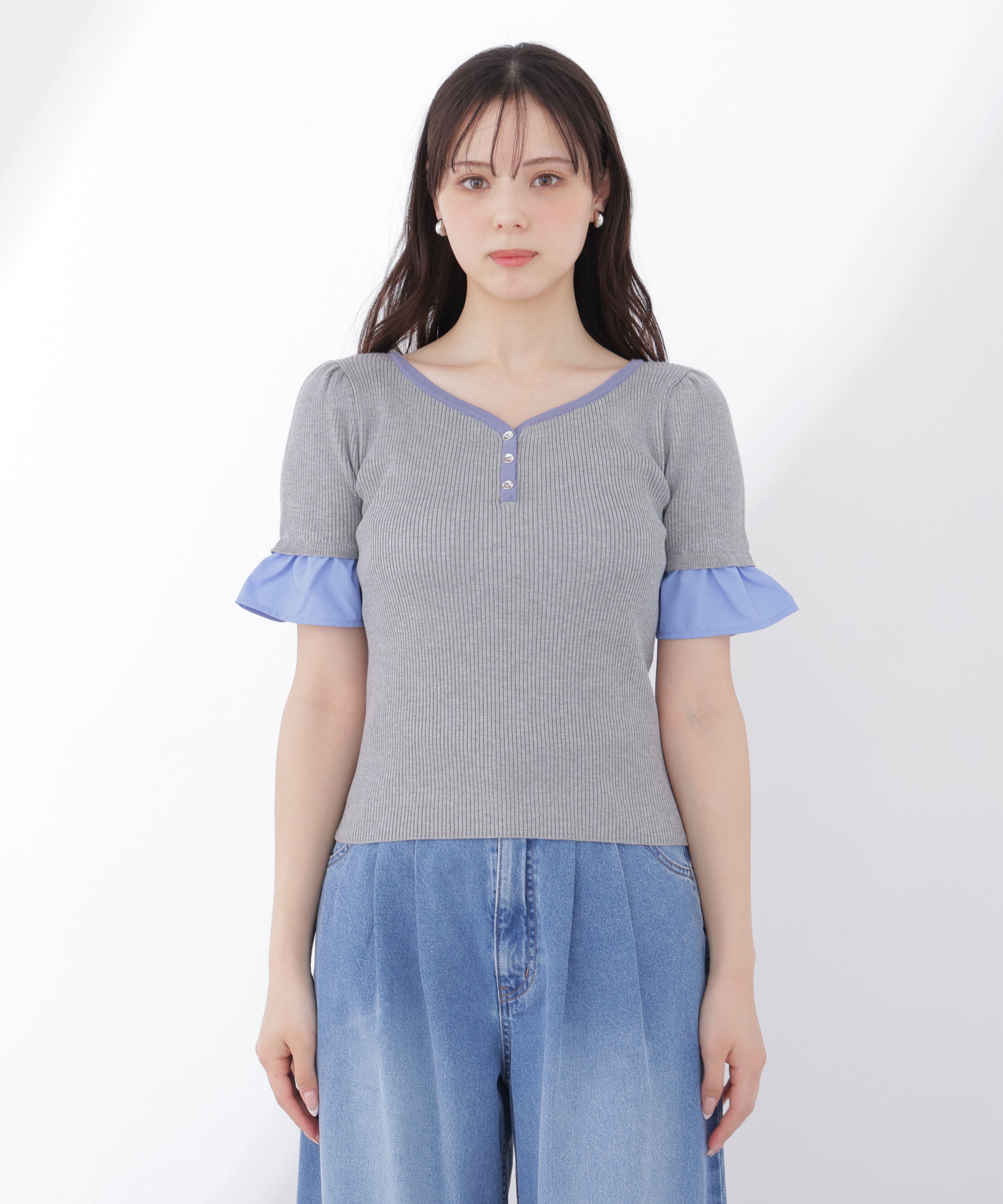 PROPORTION BODY DRESSING「異素材ハーフスリーブニット」|ニット・セーター|