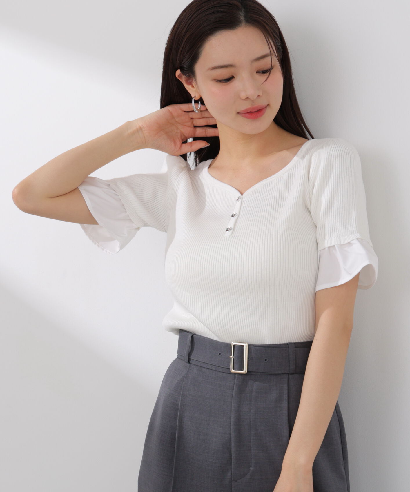 PROPORTION BODY DRESSING「異素材ハーフスリーブニット」|ニット・セーター|